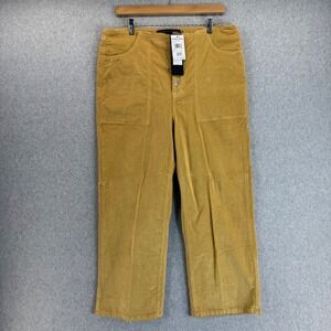 Veronica Beard Crosbie Crop Wide Leg Corduroy Pants High Rise Wood Thrush 32 NWT